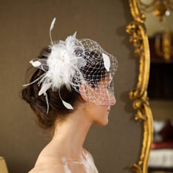Inga - white bridal birdcage veil with diamante