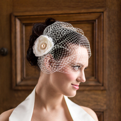 Silk and pearl flower bridal clip